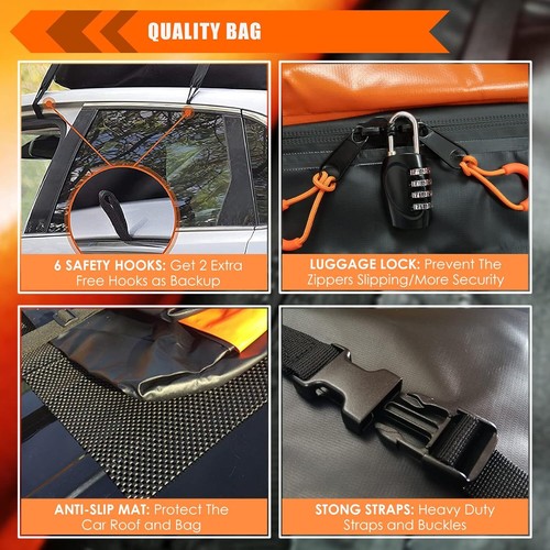MeeFar Car Roof Bag XBEEK Rooftop top Cargo Carrier Bag 20 Cubic feet Waterproof - Picture 5 of 7