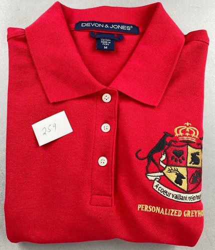 GREYHOUND Adopt Rescue Polo Shirt Women's M Devon & Jones Red Pima Cotton Nice - Picture 10 of 10