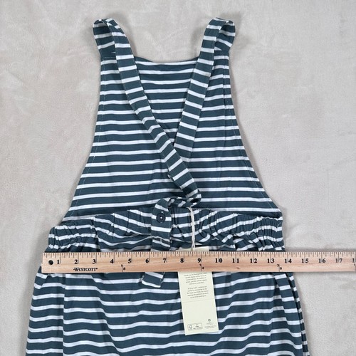 Gray Label Overall Tatum Romper Long Outfit 9/10 Year Old Gray Blue/White Strip - Picture 10 of 10