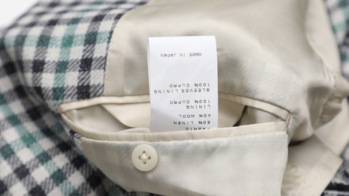 Ring Jacket Drago Wool Linen Grey & Green Check Jacket Sz R 54 (US 44) - Picture 11 of 12