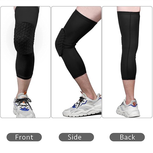 Knee Leg Long Sleeve Protector Support Brace Honeycomb Pad Basketball Crashproof - Picture 4 of 15