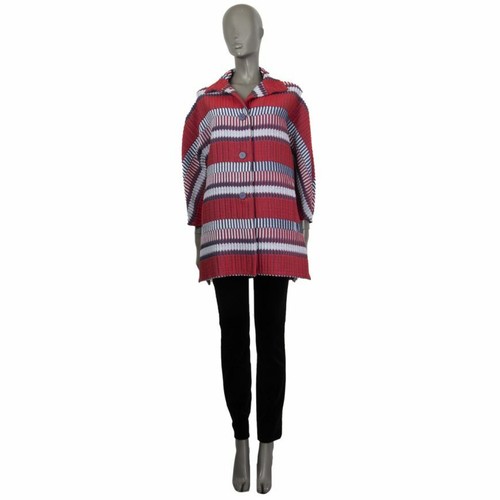 60100 authentische GIORGIO ARMANI rot blau OVERSIZED JACQUARED 3/4 Arm Jacke S