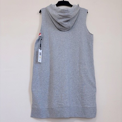 Calvin Klein Varsity-Stripe Pullover Senza Maniche Laterale Grigio Slouchy Felpa con Cappuccio Abito M - Foto 5 di 16