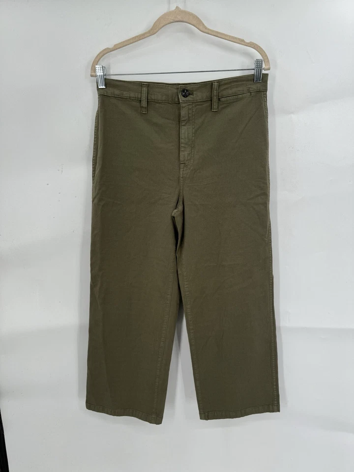 J Crew Slim Wide Leg Pants 29 Garment Washed Army Green Fairy Gremlin Goblin - Image 2 of 4