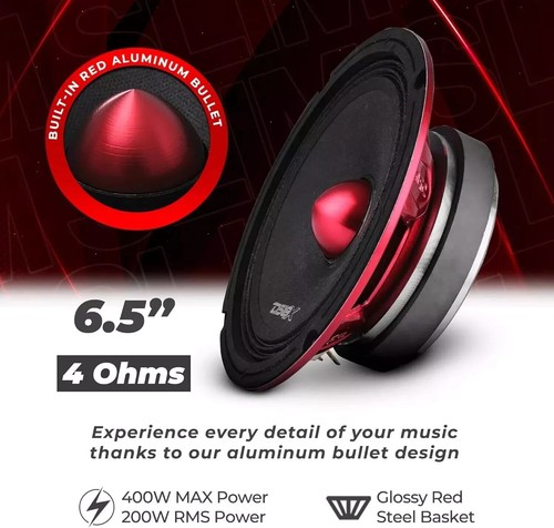 4 DS18 PRO-X6.4BMSL 1600 Watt 6.5" Slim Midrange Speakers Bullet 4-Ohm Shallow - Picture 11 of 12