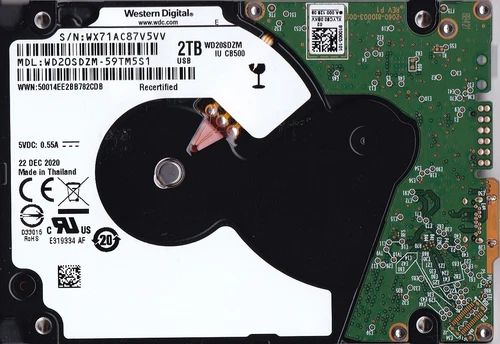 WD20SDZM-59TM5S1 s/n: WX71AC  Thailand DEC/ 2020 2TB 2.5" USB-C WESTERN DIGITAL
