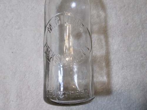 Antique M Clune Peekskill NY Glass Blob Top Soda Bottle Wire Bail Ceramic Stoppe - Picture 2 of 8
