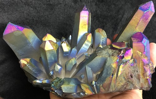 975g WOW!! Rainbow Titanium plated Crystal Cluster, color-changing crystal - Picture 8 of 11