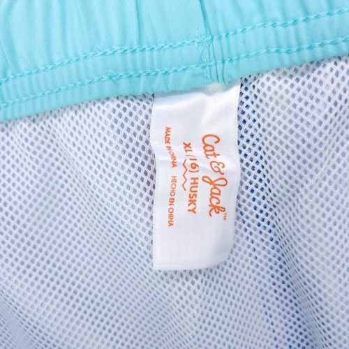Cat & Jack Swim Trunks Boys XL 16 Husky Striped Blue Swimsuit UV 50+ Lining - Picture 8 of 11