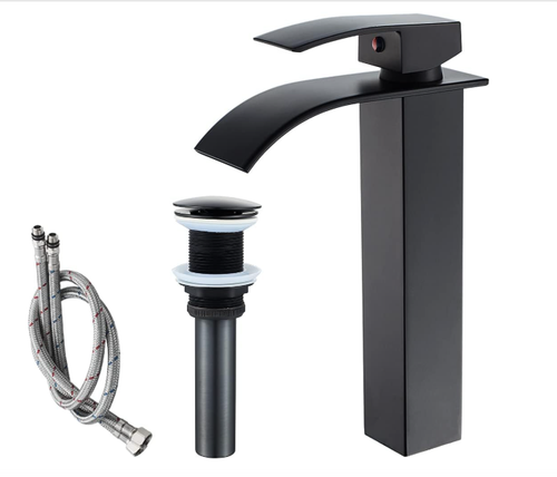 Bathroom Faucet Black VOTON Modern Waterfall Single Hole Bathroom Sink Faucet Rv