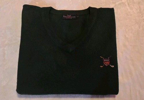 Vintage Polo Ralph Lauren Golf Jumper Men L Green Knit Cashmere Pullover - 90s - Picture 9 of 10