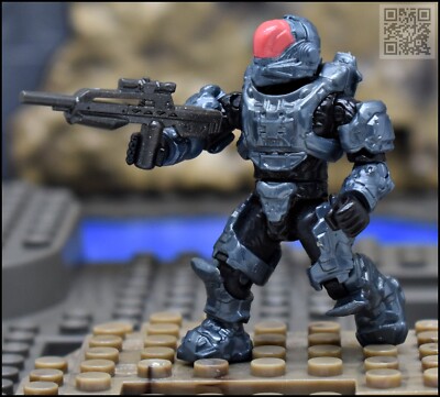 HALO MEGA BLOKS BLUE STEEL UNSC SPARTAN ORBITAL MINI FIGURE CHARLIE SERIES 
