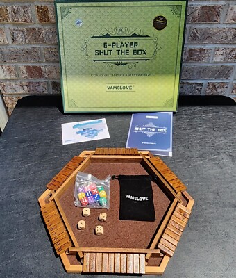 6 Player Shut The Box Multi Dice Game Wooden Board Game Chance Strategy Vamslove