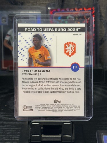 Tyrell Malacia 2023 Topps Pristine Road to EURO 2024 REFRACTOR - Picture 2 of 2