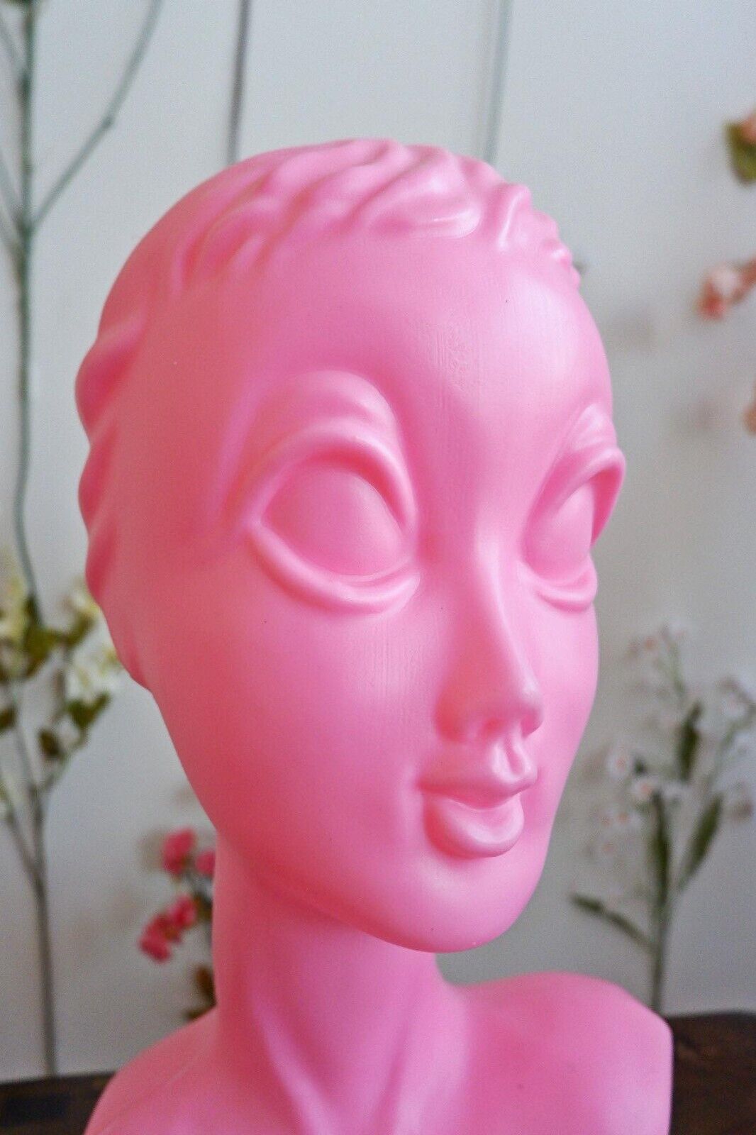 Vintage 70s Pink Rare Mannequin TWIGGY Hat & Wig Display Head ...