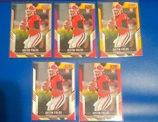 Justin fields score rc, gold, white, red, purple & grey parallel 