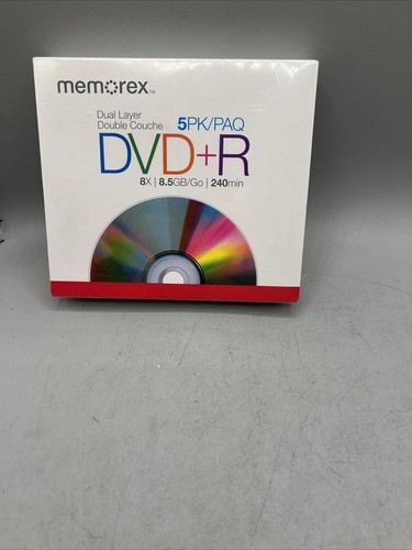 Memorex 5-Pack DVD+R DL Dual Layer Discs 8x 8.5GB 240min New Sealed - Afbeelding 9 van 10