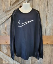 Nike Pro Size L Boys Black Athletic Long Sleeve DriFit Fitted Top breathable