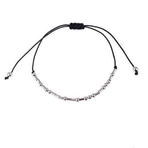 Armband Strand Schmuck Perlen Silber Morse Code Keep Geht Kordel Geschenk - Bild 3 von 3