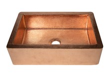 Mexican Crafts Farmhouse Recycled Copper Kitchen Sink: 33x22", Shiny, 16 Gauge
