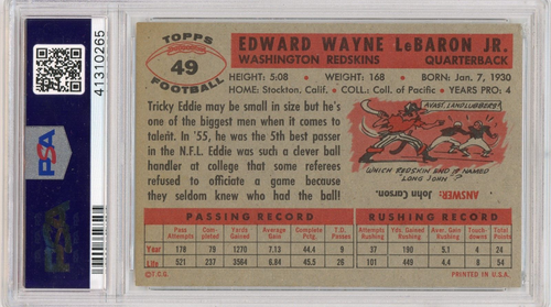 1956 Topps Football Card #49 Eddie LeBaron PSA 8 (none graded higher) - Picture 2 of 4