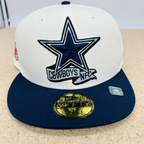 NEW 7 3/8 Dallas Cowboys New Era 2022 Sideline 59FIFTY Fitted Hat Cream Navy