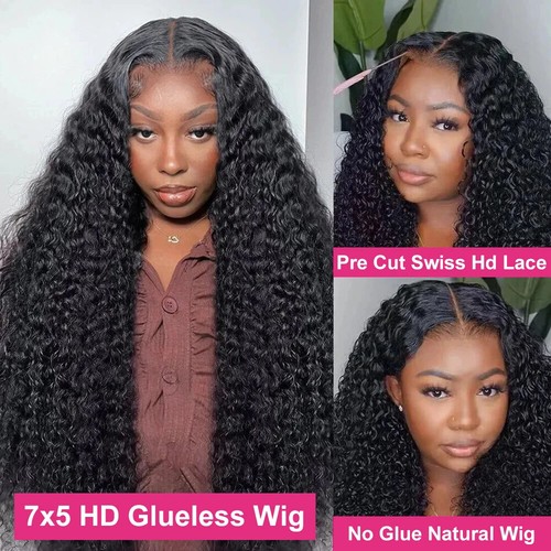 13x4 Lace Front Human Hair Wig Deep Wave Curled Edge Front Human Hair Wig - Bild 4 von 26
