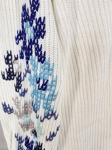 Lane Bryant weißer Strickpullover blau Blumen bestickt Übergröße 18/20 - Bild 3 von 10