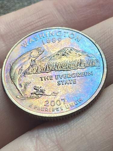 2007 P Washington State Quarter Actual Coin Phenomenal Rainbow Tone! TK5378*