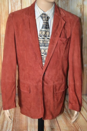 Hugo Boss Men Maroon Italian Goat Suede 1 Front Button Sports Coat Sz 40R - Picture 2 of 16