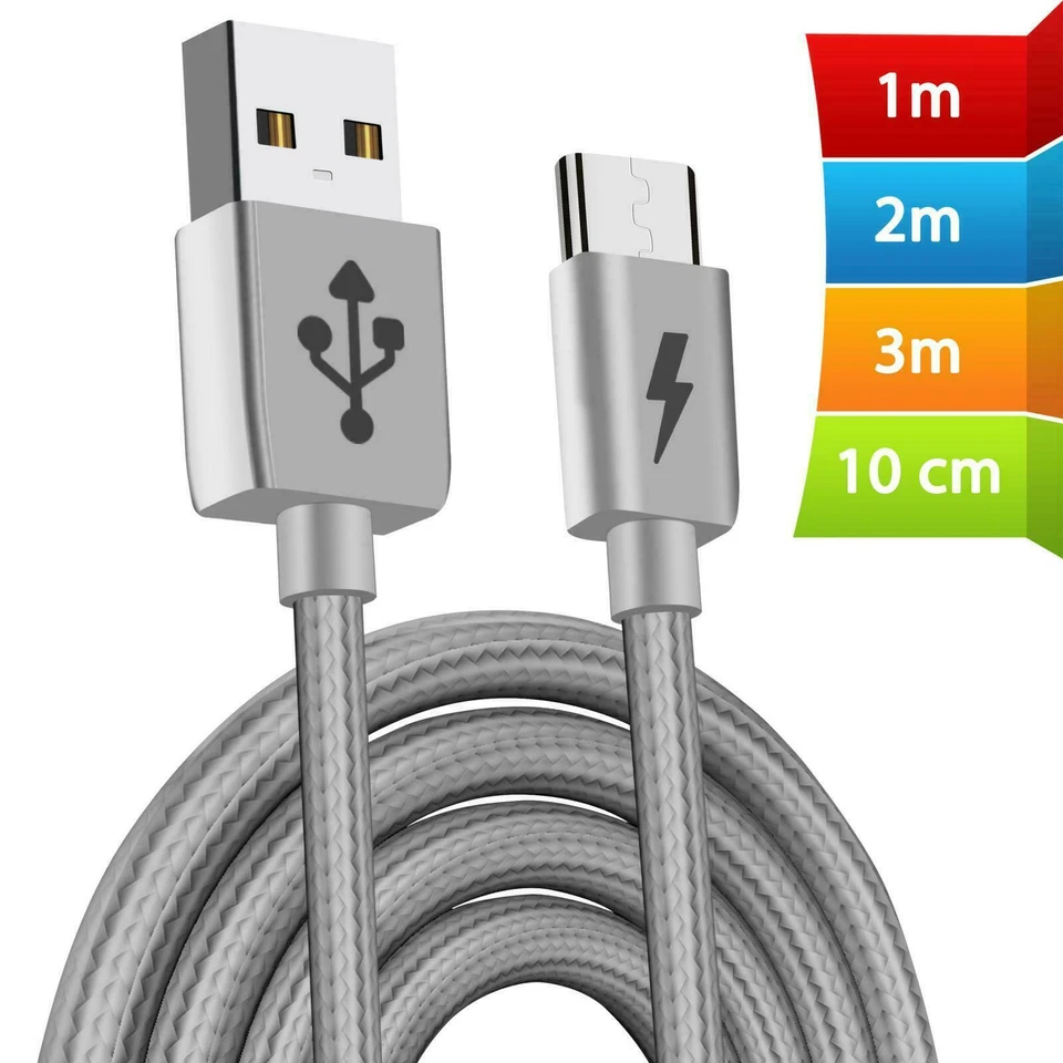 Micro USB Cable Fast Charger Data Braided Lead For Samsung Android Mobile Phone - Image 3 of 4
