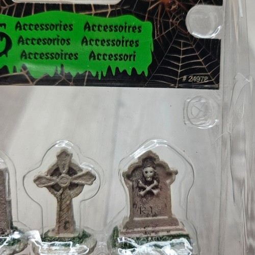 Spooky Town Lemax NEW in Package Tombstones set of 5 2004 24972 - Picture 4 of 5