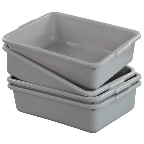 4 Packs 8l Small Commercial Bus Tubs Grey Bus Box Wash Basin 14.85" X 10.8" X - Picture 7 of 8