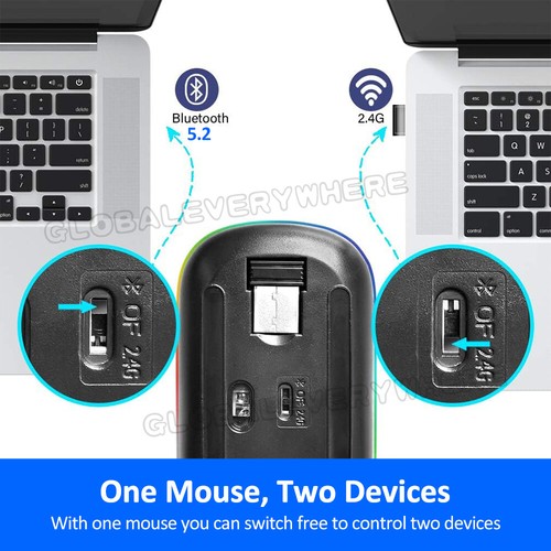 Rechargeable Slim Wireless Mouse Bluetooth 5.2+ 2.4G Cordless For Laptop PC AU - Picture 4 of 17