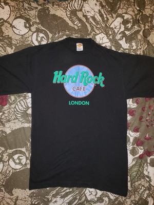Vintage 90s Hard Rock Cafe London Neon Pop Art Black Vacation T 