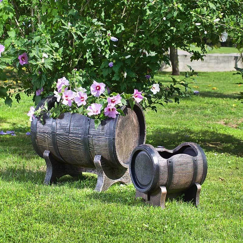 YERD Blumenkübel Wine Pflanztopf Blumentopf Pflanzgefäß 52 x 50 cm Weinfass - Bild 3 von 4