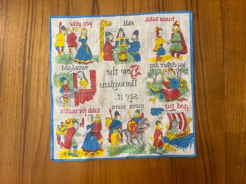 Dummes Vintage norwegisches Taschentuch Wie die Norweger es sagen Humor lustig - Bild 9 von 9