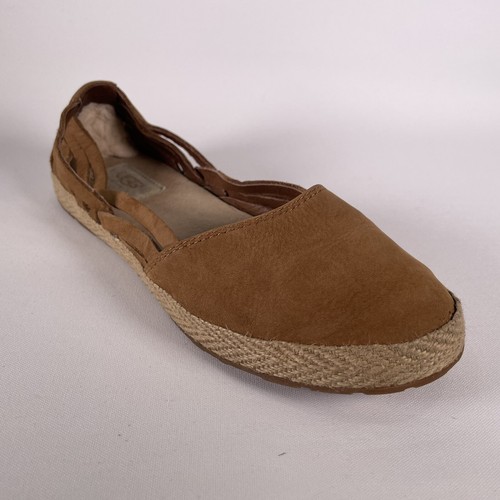 UGG Australia CICILY Nubuck Flats sn 1006664 Slip-On Espadrilles Chestnut Size 6 - Picture 4 of 12
