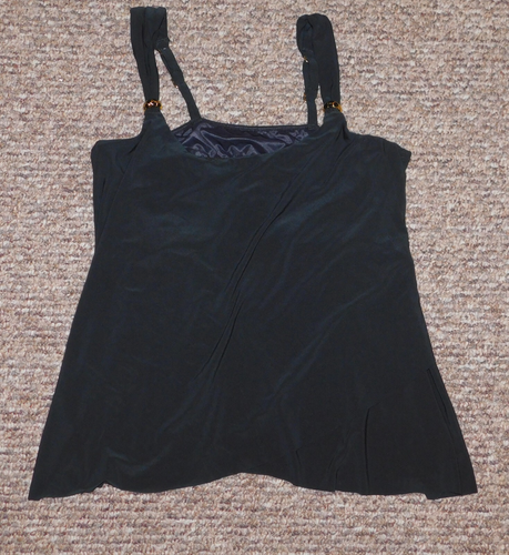 Miraclesuit Sz 16 Razzle Dazzle Tankini Top Swimsuit Black Underwire Slimming - Picture 10 of 17