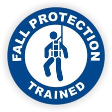 Blue Fall Protection Trained Hard Hat Decal Funny Helmet Sticker Safety Harness