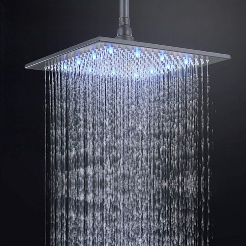 Bathroom Luxury LED Large Rain Shower Head High Pressure Without Shower Arm - Picture 8 of 102