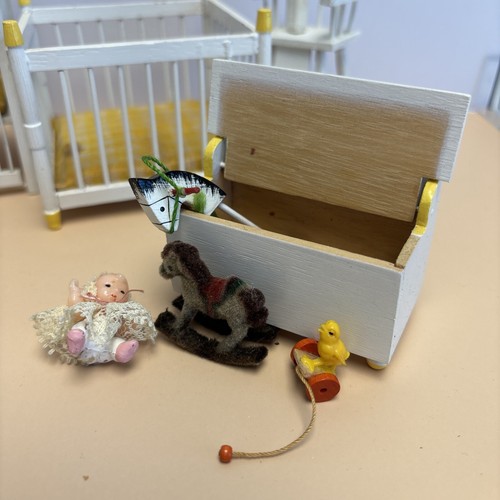 LOT Dollhouse Miniature Baby Bedroom Nursery Furniture Crib Playpen Highchair - Picture 2 of 21