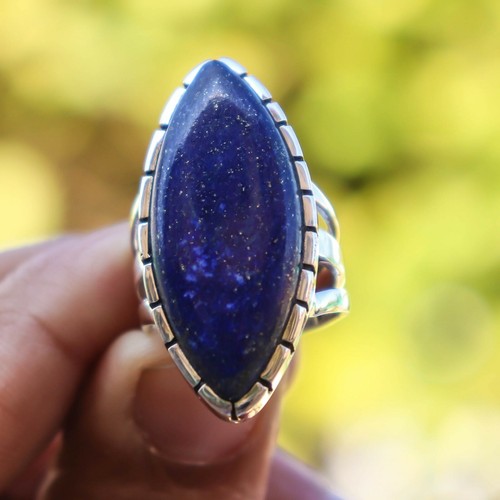 LAPISLAZULI NATUR EDELSTEIN 925 STERLING SILBER HANDARBEIT SCHMUCK RING 3 BIS 12 - Bild 6 von 8