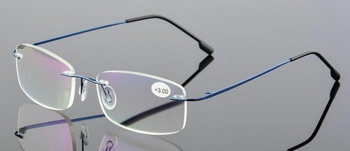 Business Rimless Rectangle Reader Flexible Memory Alloy Reading Glass +1.0 ~+4.0 - Picture 15 of 19