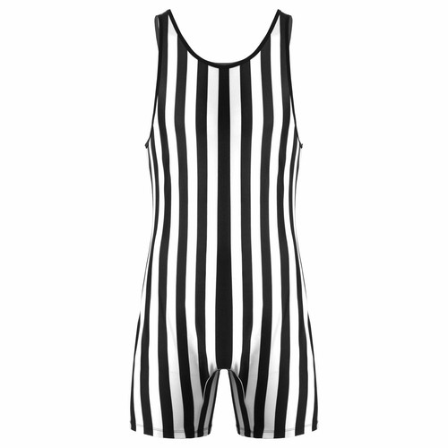 Mens Striped Wrestling Singlet Bodysuit Workout Athletic Gymnastics Jumpsuit - Picture 5 of 27