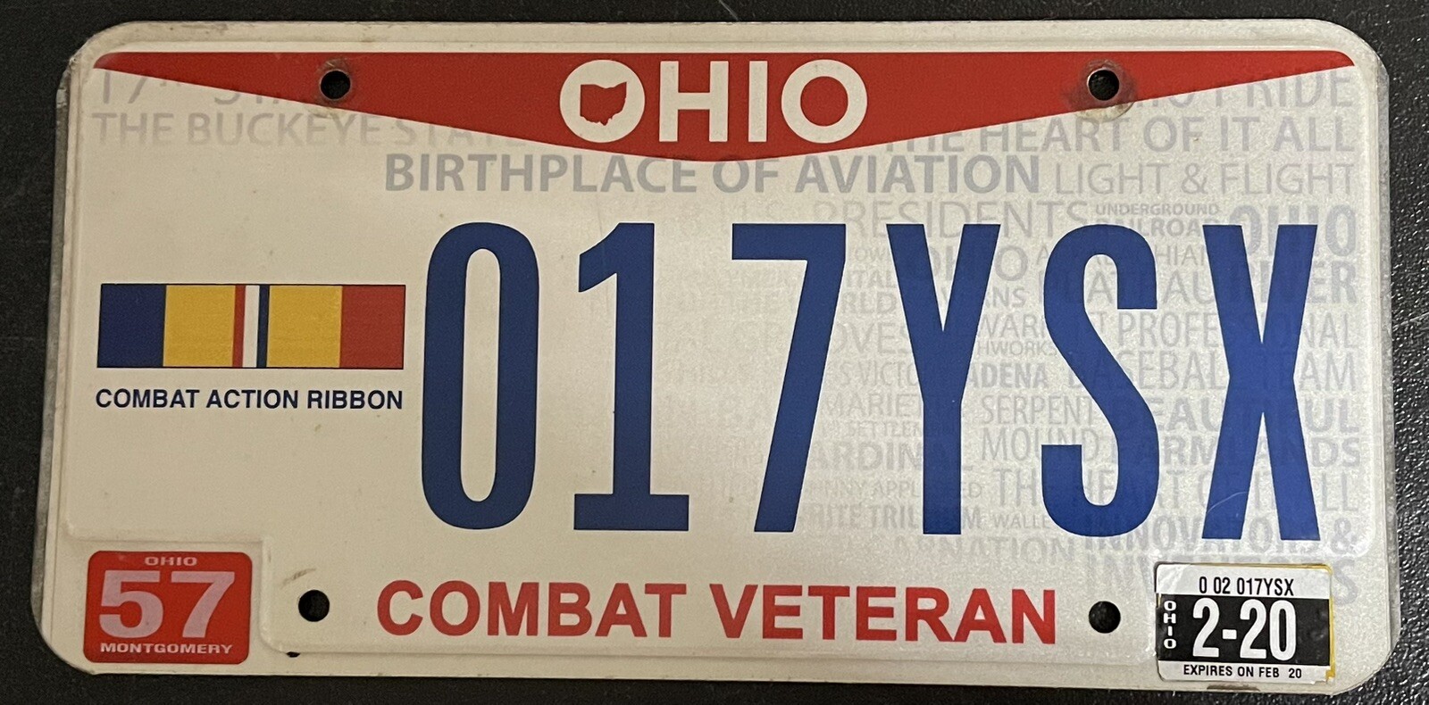 2020 Ohio Military License Plate Combat Action Ribbon CAR eBay