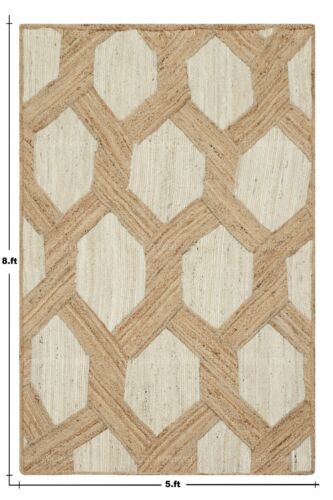Natural Fiber Jute Rug Handmade Beige Jute Rug Hallway Stair Runner Indian Squar - Picture 9 of 10