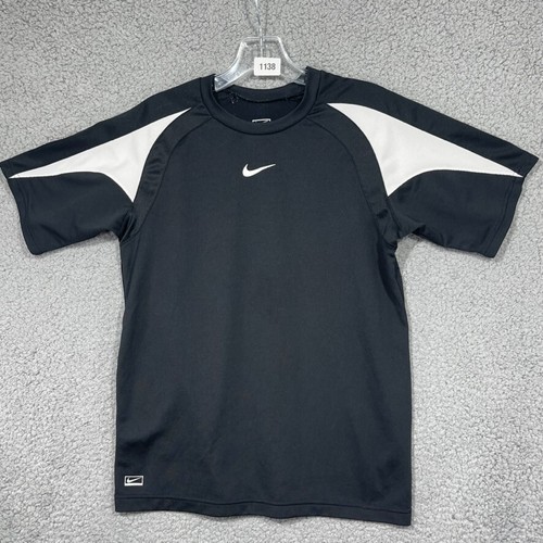 Nike Shirt Boys Large 14 16 Black White Performance Center Swoosh Logo Kid Youth - Picture 5 of 13
