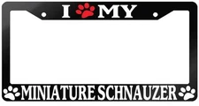 Glossy Black License Plate Frame I (PAW) MY MINIATURE SCHNAUZER Auto 471