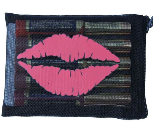 New Mesh Zip Lip Stick Gloss Makeup Pouch Case & Mirror Holds Lipsense Mac Nyx - Picture 5 of 5